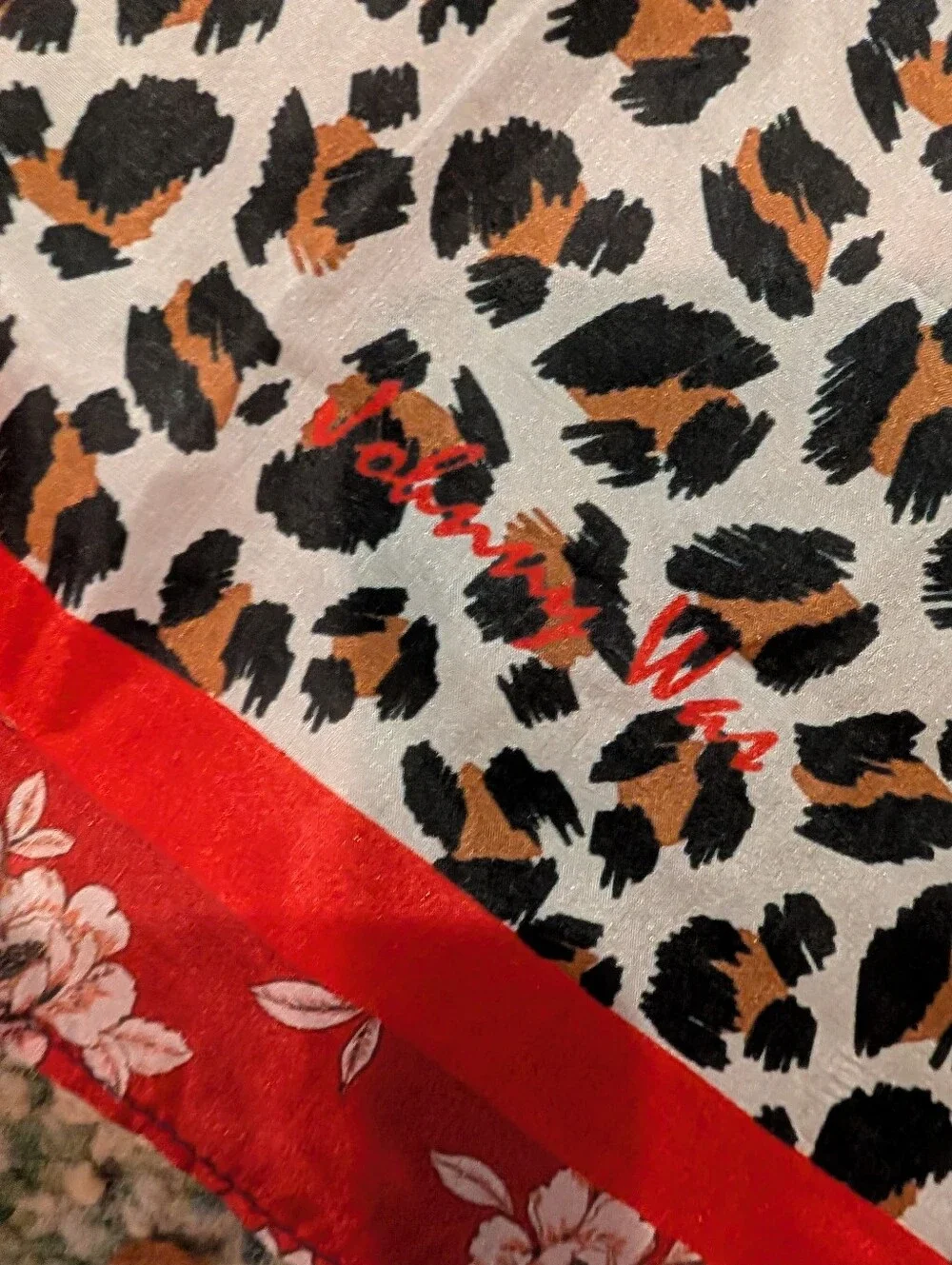 Johnny Was 100% Silk Leopard & Floral Square Scarf 44